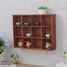 Load image into Gallery viewer, Nordic Solid Wood Storage Rack Wall-mounted Bookshelf 16 Grids Wooden Wall Shelf Creative Bedroom Living Room Metope Bookcase