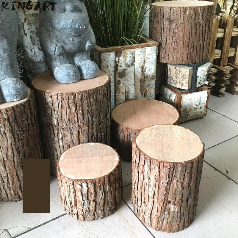 Retro Fir Bark  Tree Stump Stool Hollow Stump Artificial Stump Stool Photographic Props Wedding Decoration Shop Window Decor