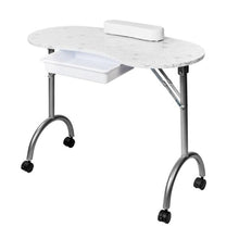 Load image into Gallery viewer, Portable MDF Manicure Table with Arm Rest &amp; Drawer Salon Spa Nail Equipment White
