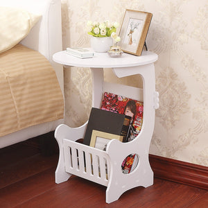 Mini Plastic Round Coffee Tea Table Home Living Room Storage Rack Bedside Table White