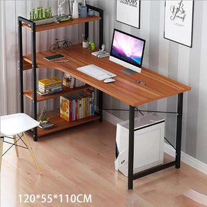 Mrosaa Upgraded Computer Laptop Desk 47" Modern Style Computer Desk with 4 Tiers Bookshelf for Home Office Studying Living Room